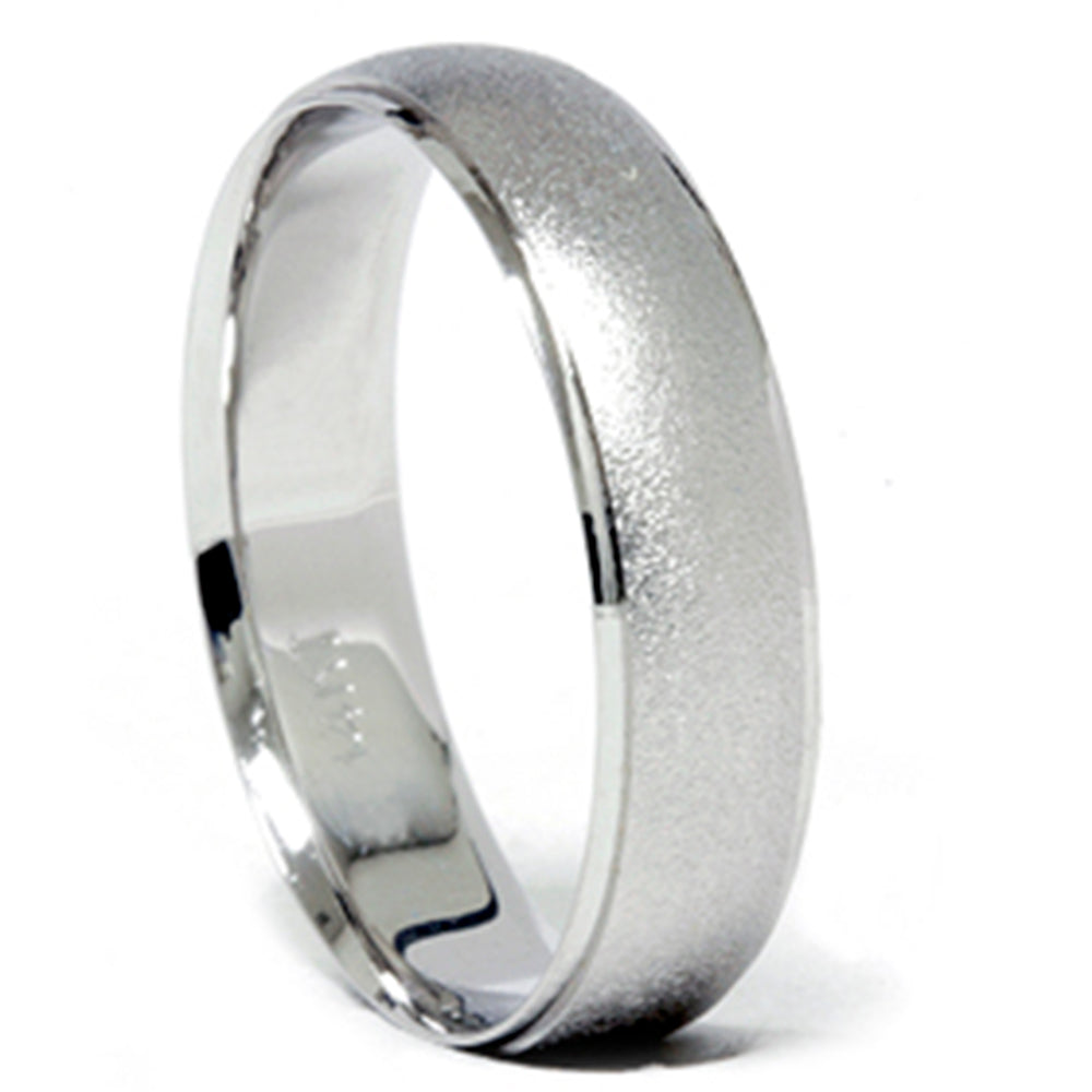 Satin Finish & Polished Edge Wedding Band 14K White Gold Size Selectable 7802618249276
