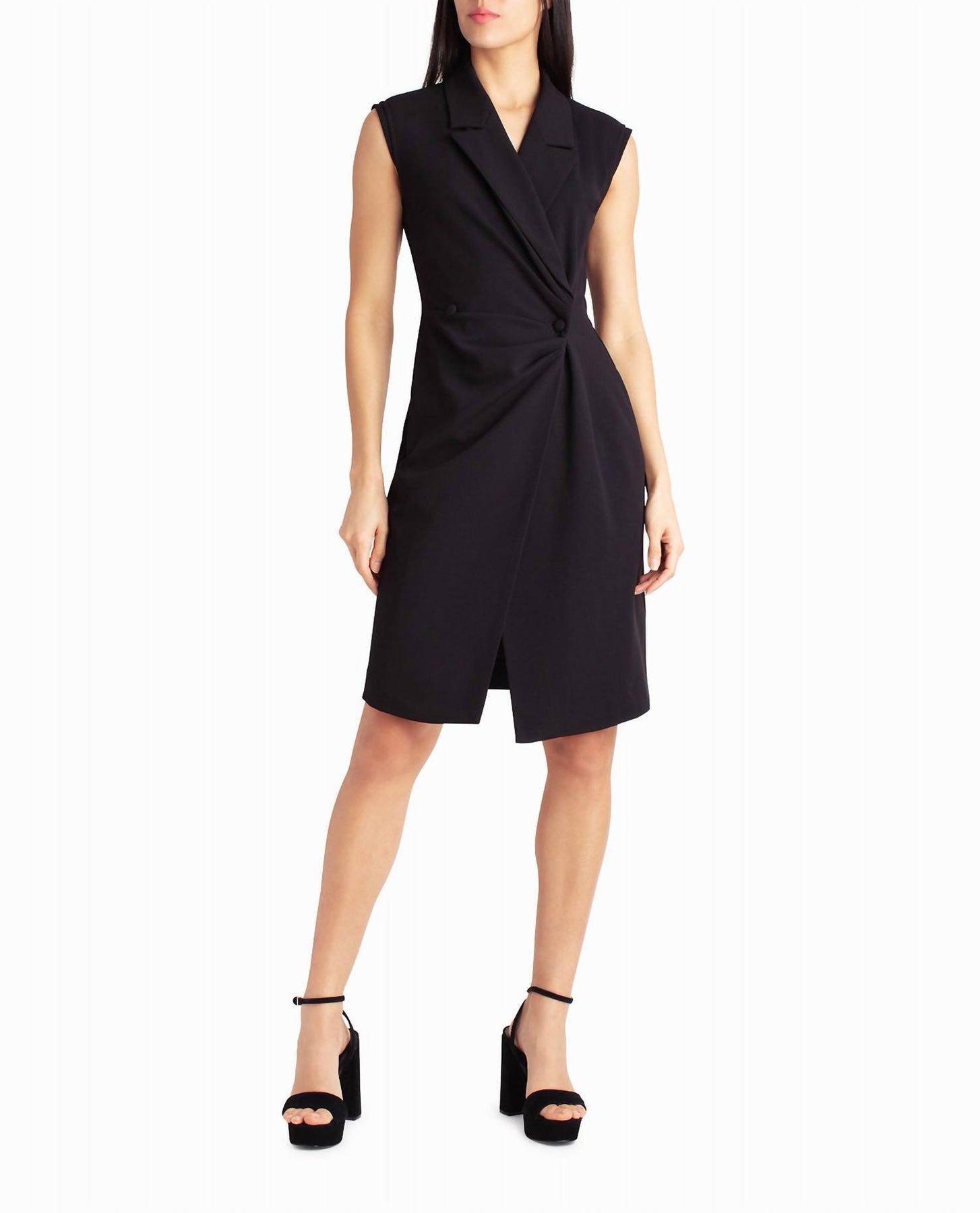 Vivienne Crepe Sleeveless Coat Dress In Very Black 7701996634172
