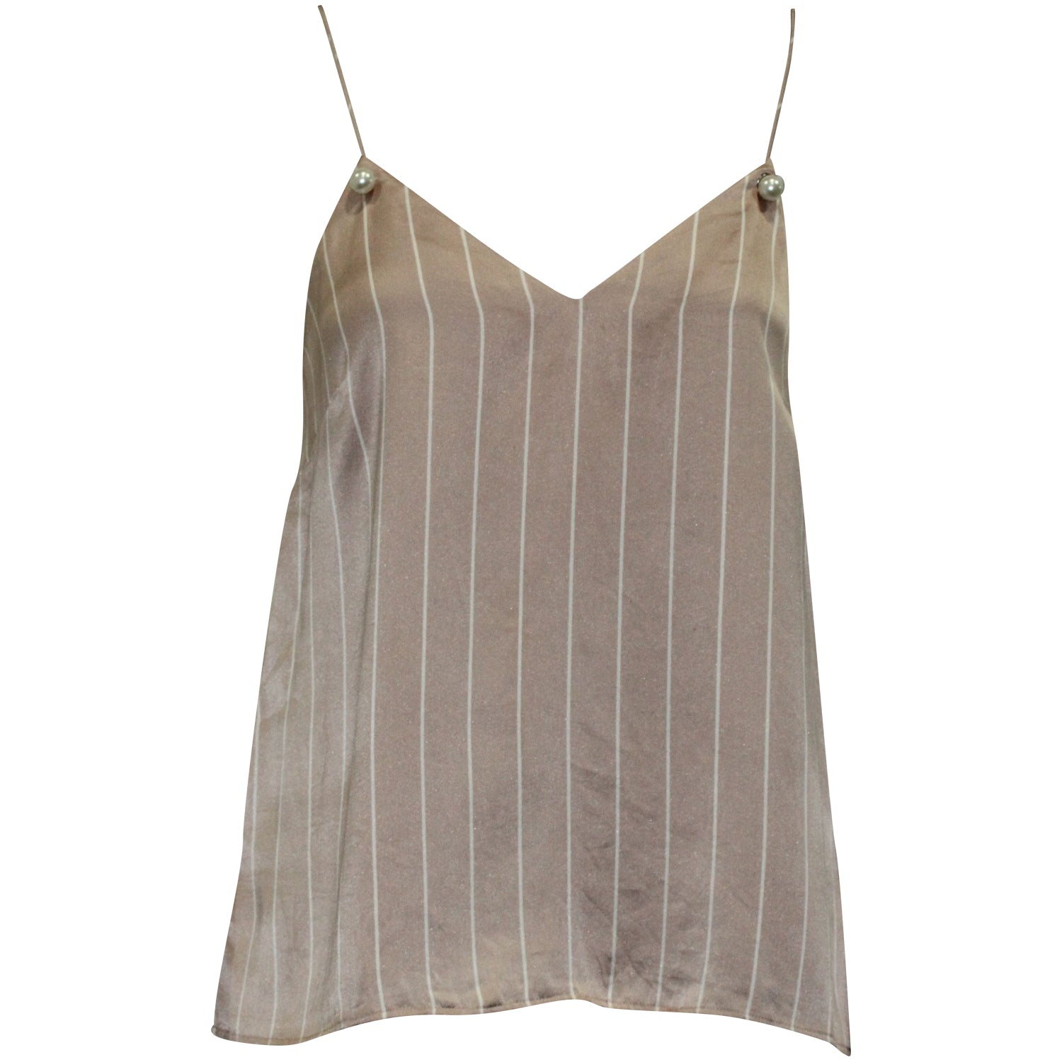 Cami NYC Striped Camisole with Pearl in Pink Silk 7764859682876