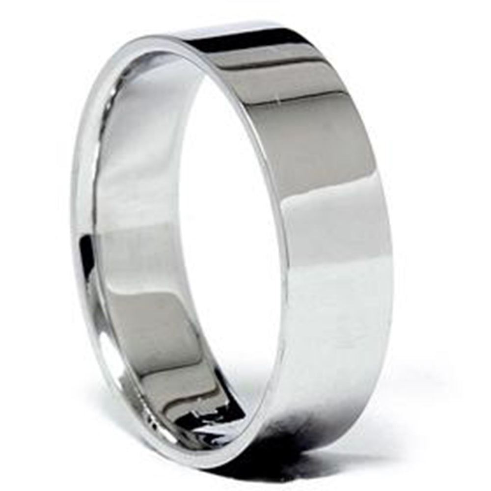 Flat Wedding Band 18K White Gold Size Selectable 7802593378364