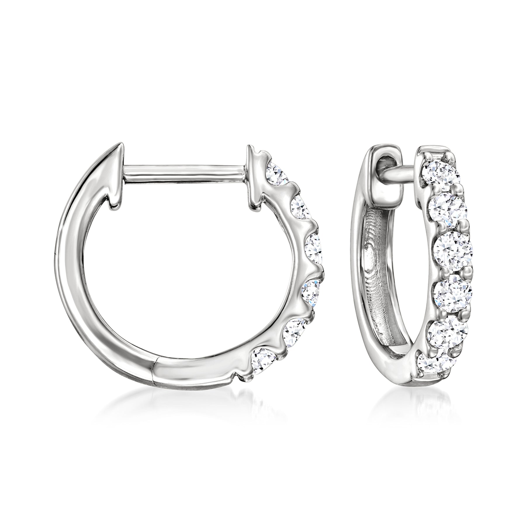 Ross-Simons Lab-Grown Diamond Hoop Earrings in Sterling Silver 7194307330108