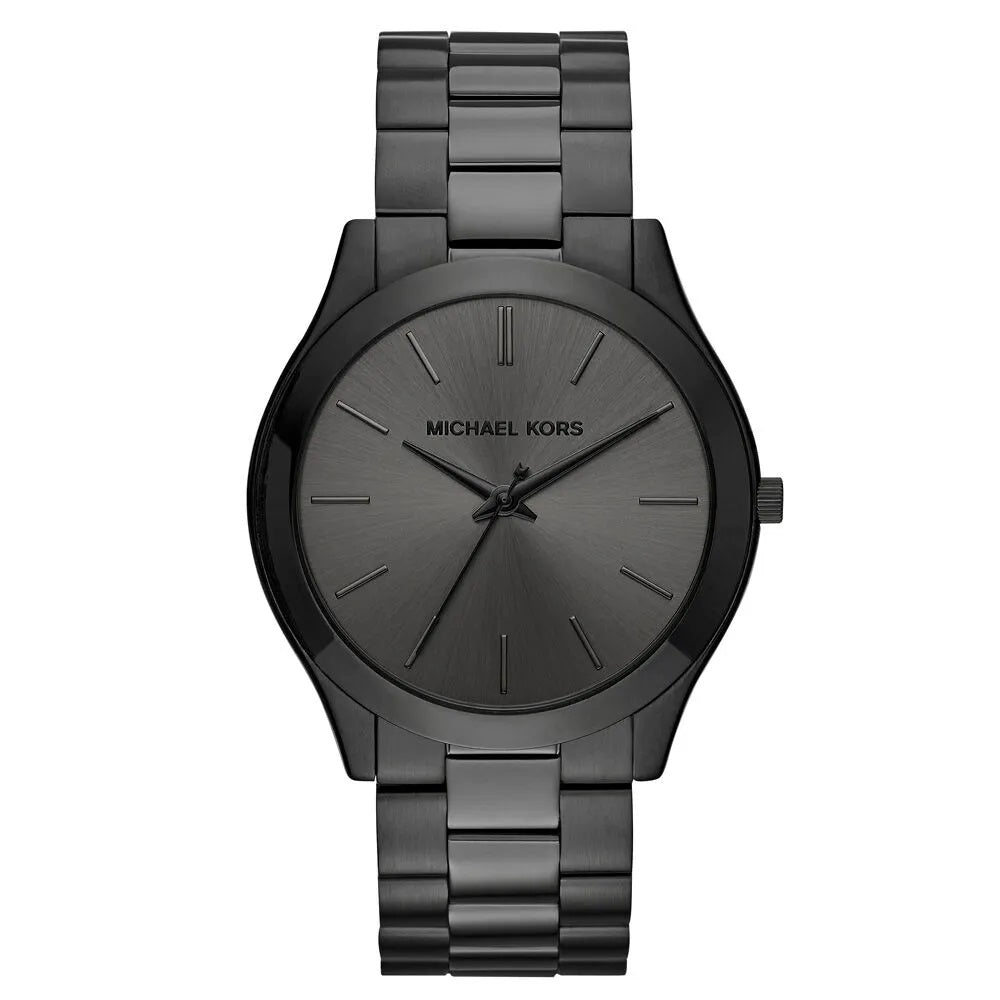 Michael Kors Slim Runway MK8507 Men's Black Plated Quartz 44mm Watch 7666056855612