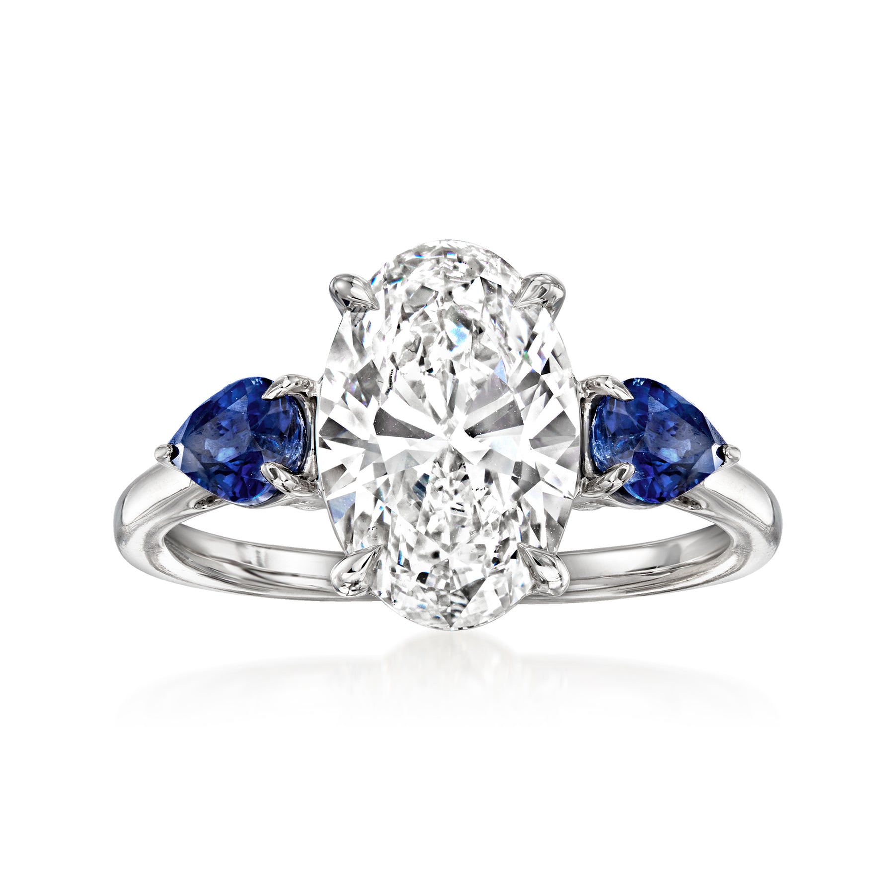 Ross-Simons Lab-Grown Diamond Ring With Sapphires in 14kt White Gold