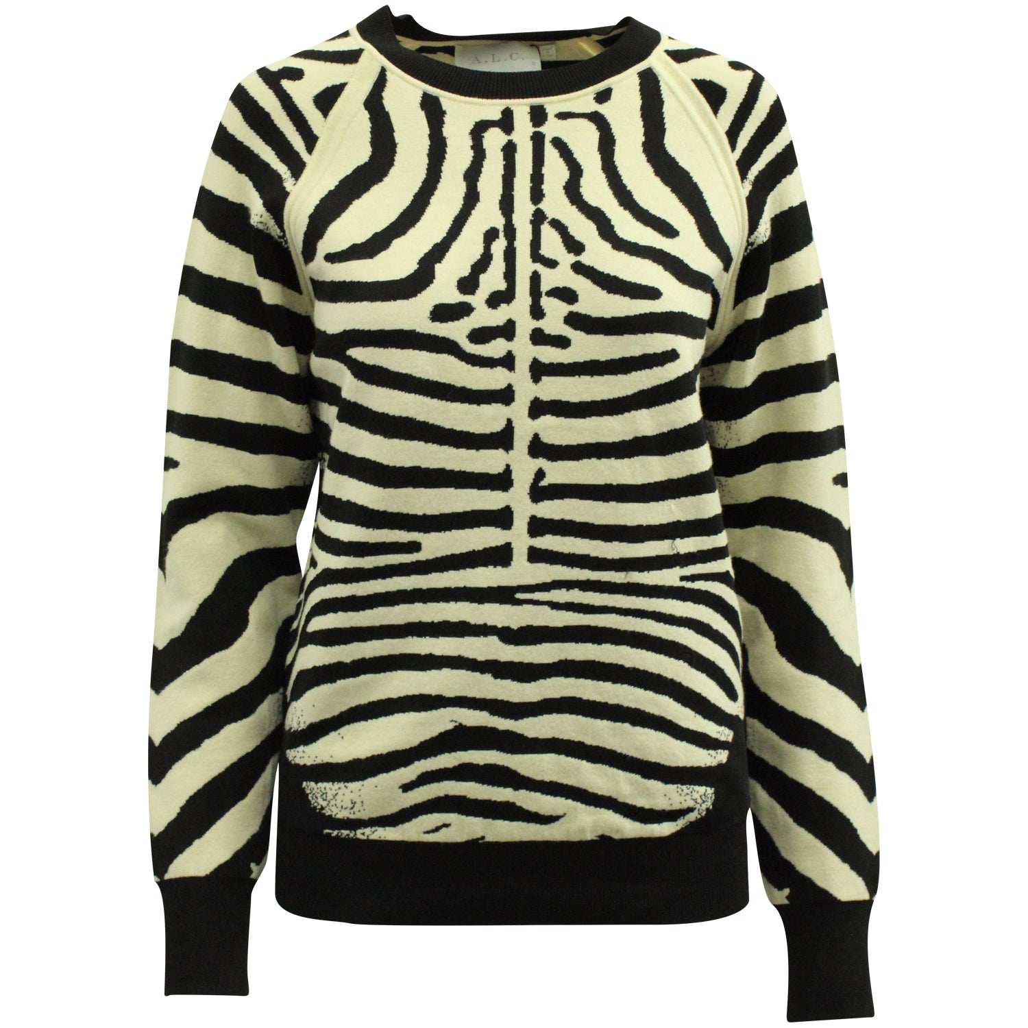 A.L.C. Rizzou Zebra Print Knit Sweater in Multicolor Rayon 7764833173564