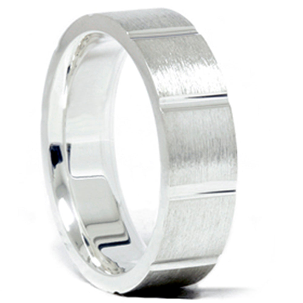 Mens Sterling Silver 6mm Flat Comfort Fit Wedding Band Size Selectable 7802611630140