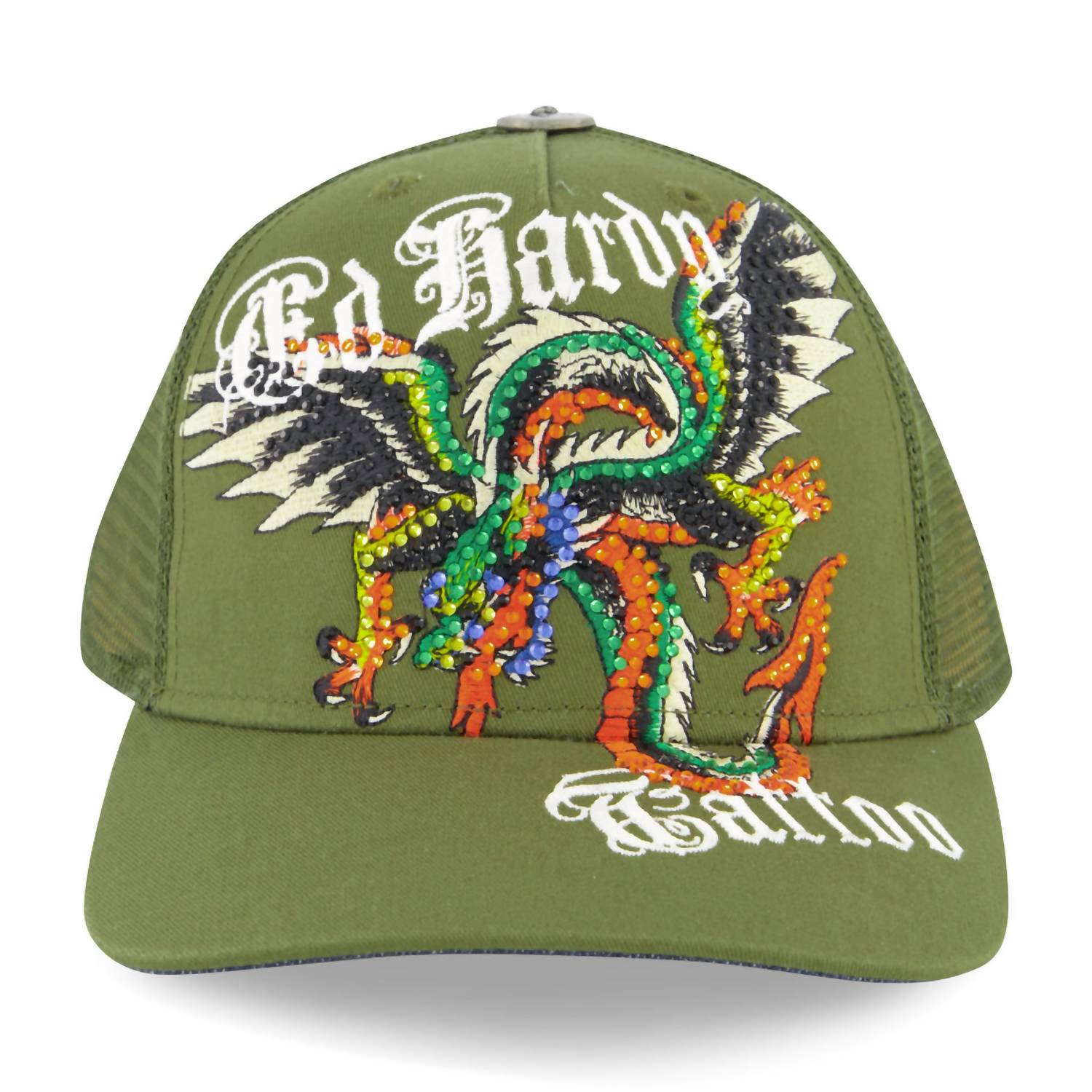 Men's Rhinestone Dragon Wings Hat In Olive 7701869789244