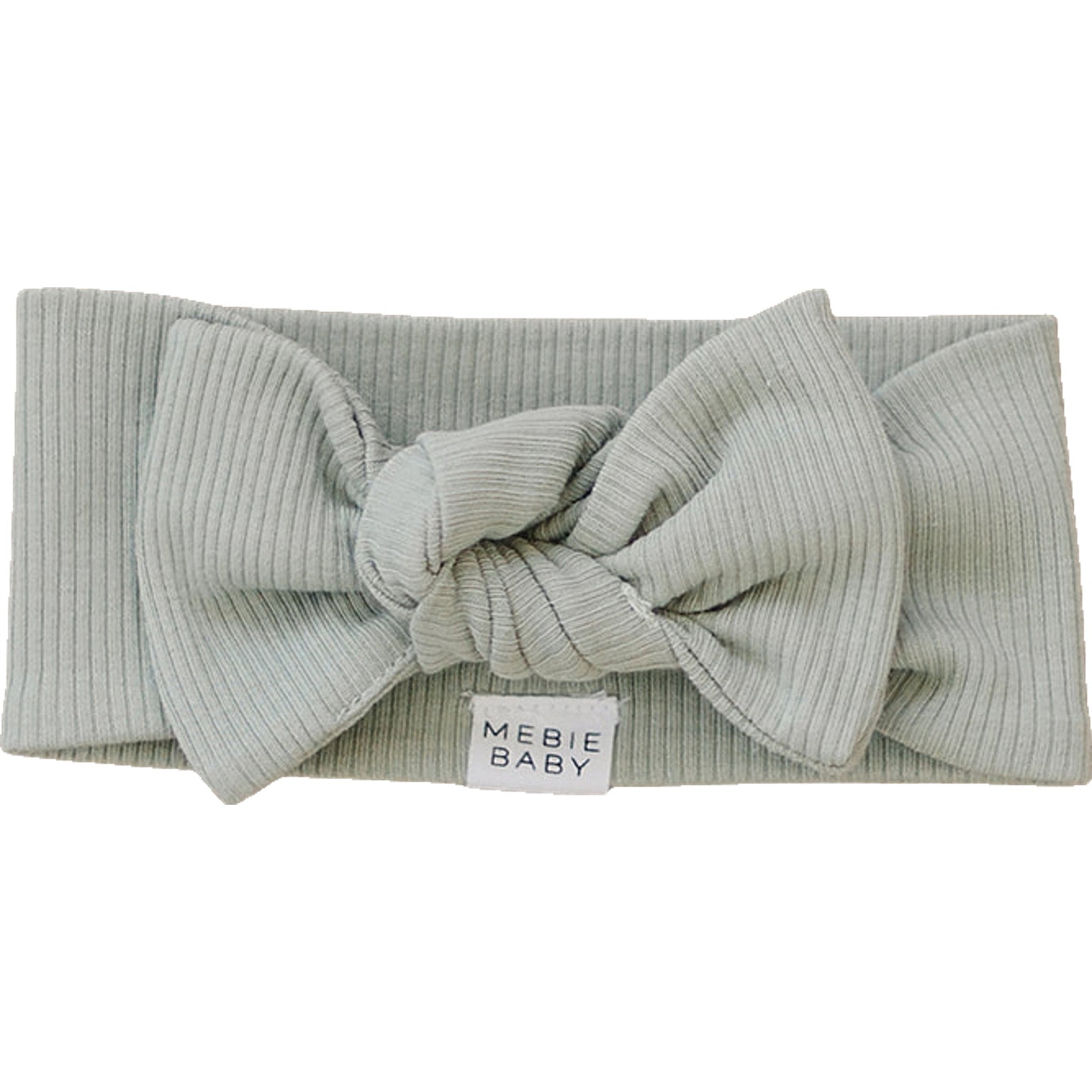 Mebie Baby Sage Organic Cotton Ribbed Bow Head Wrap