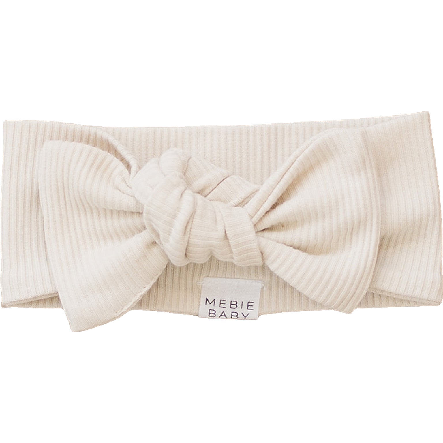 Mebie Baby Vanilla Organic Cotton Ribbed Bow Head Wrap