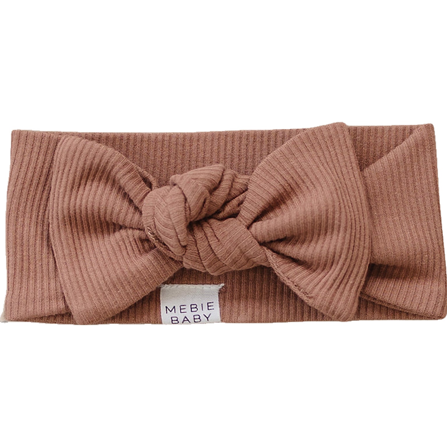 Mebie Baby Organic Cotton Ribbed Head Wrap Bow | Dusty Rose