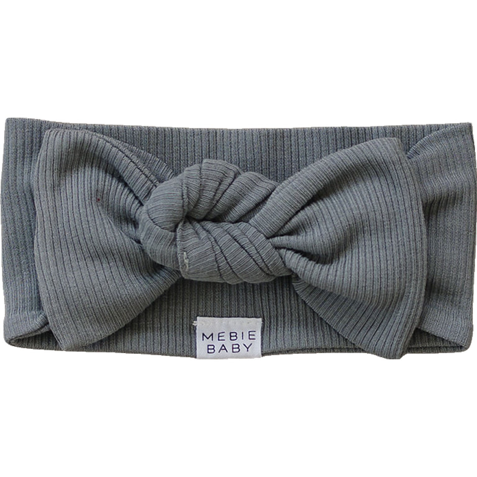 Mebie Baby Organic Cotton Ribbed Head Wrap Bow | Grey
