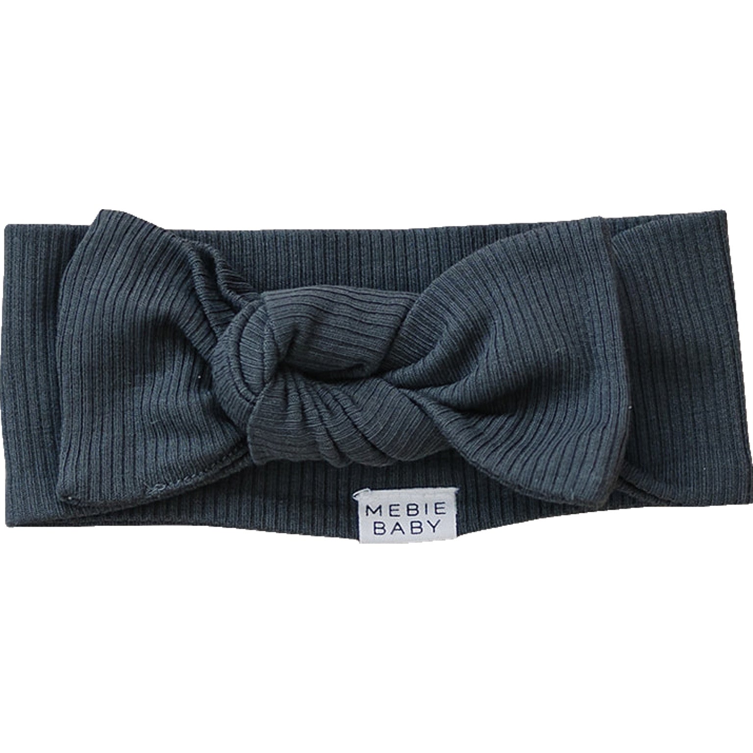 Mebie Baby Organic Cotton Ribbed Head Wrap Bow | Charcoal