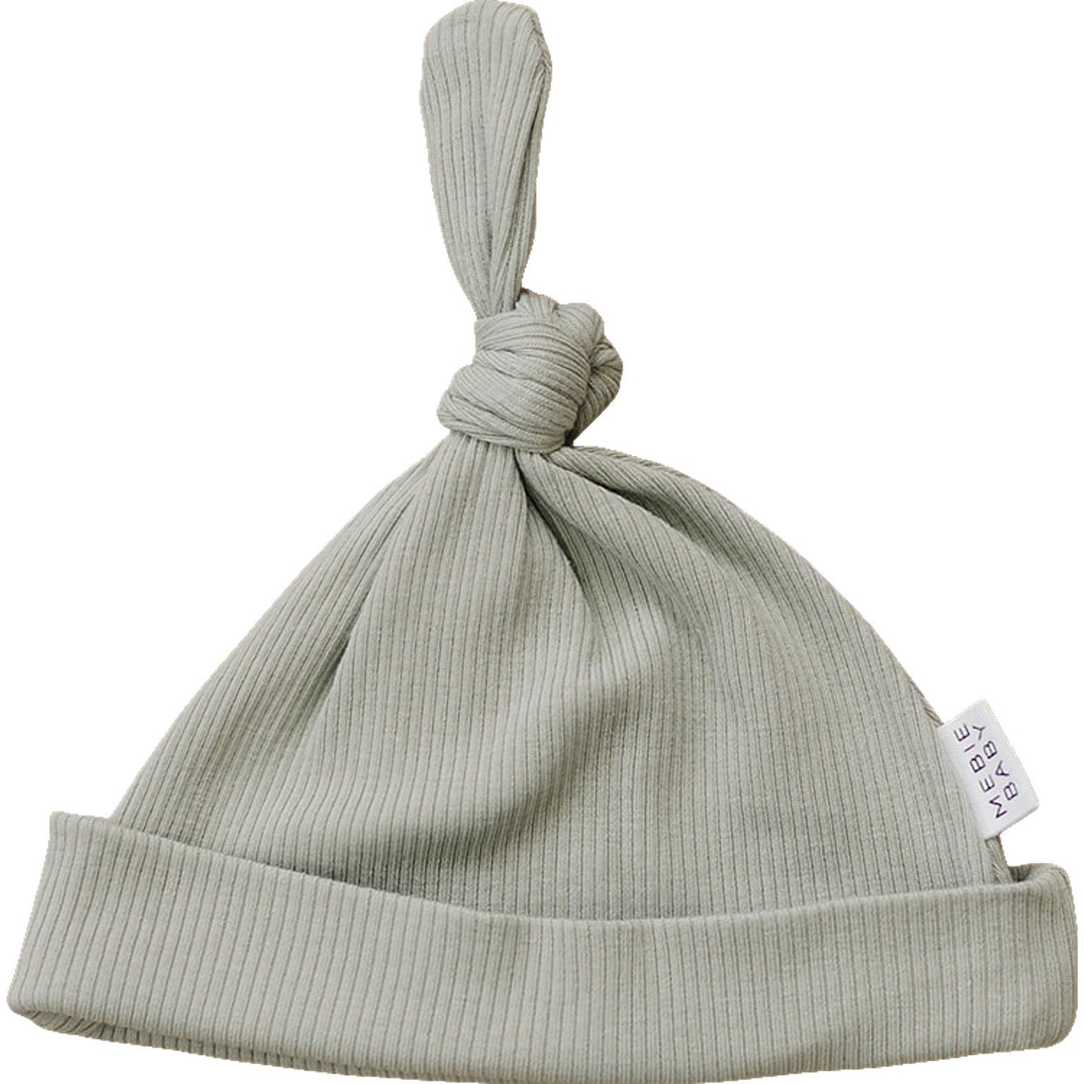 Mebie Baby Sage Organic Cotton Ribbed Newborn Knot Hat