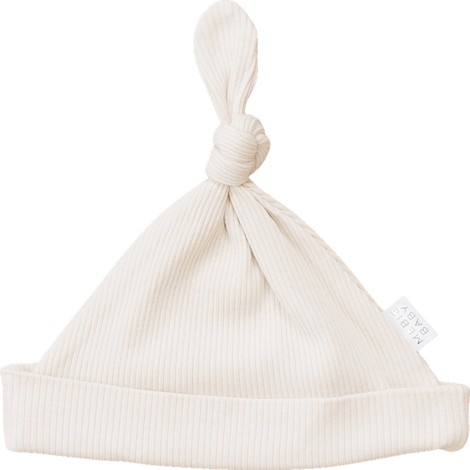 Mebie Baby Vanilla Organic Cotton Ribbed Newborn Knot Hat