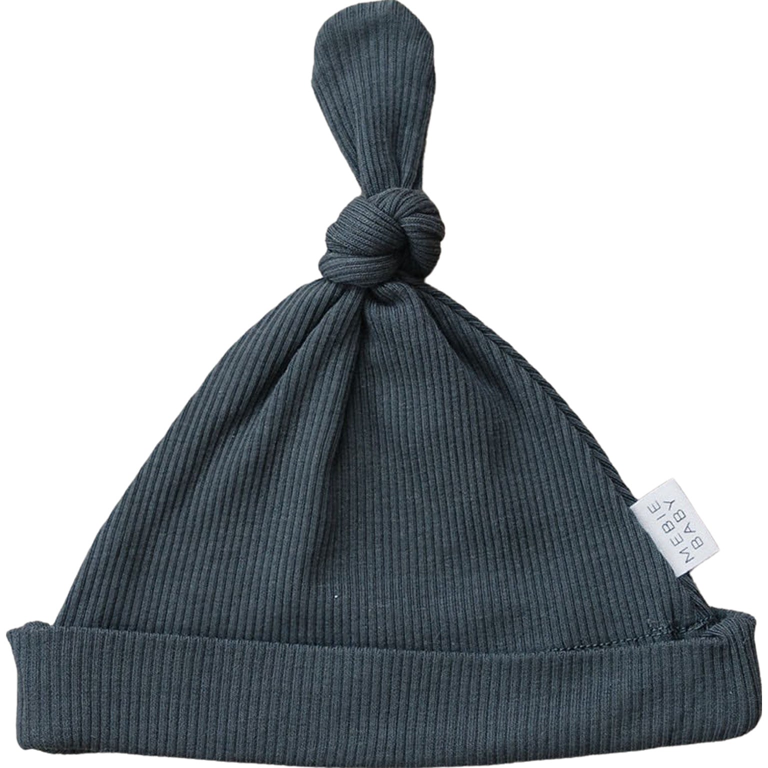 Mebie Baby Organic Cotton Ribbed Newborn Knot Hat | Charcoal