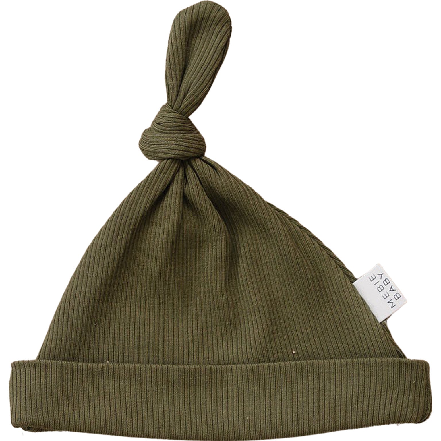 Mebie Baby Winter Green Organic Cotton Ribbed Newborn Knot Hat