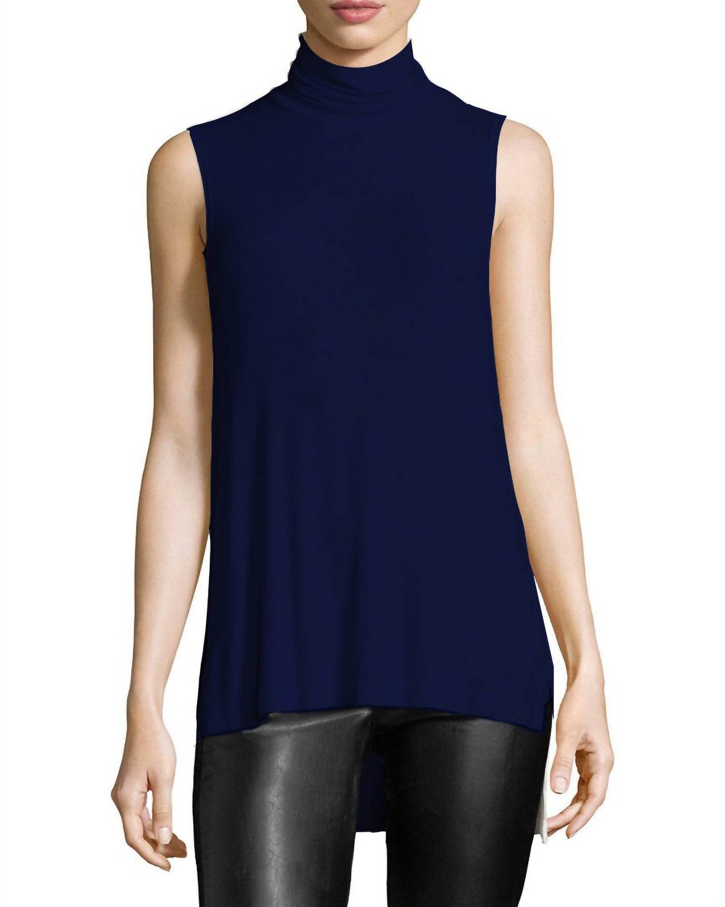 Turtleneck Rib Top In Blue