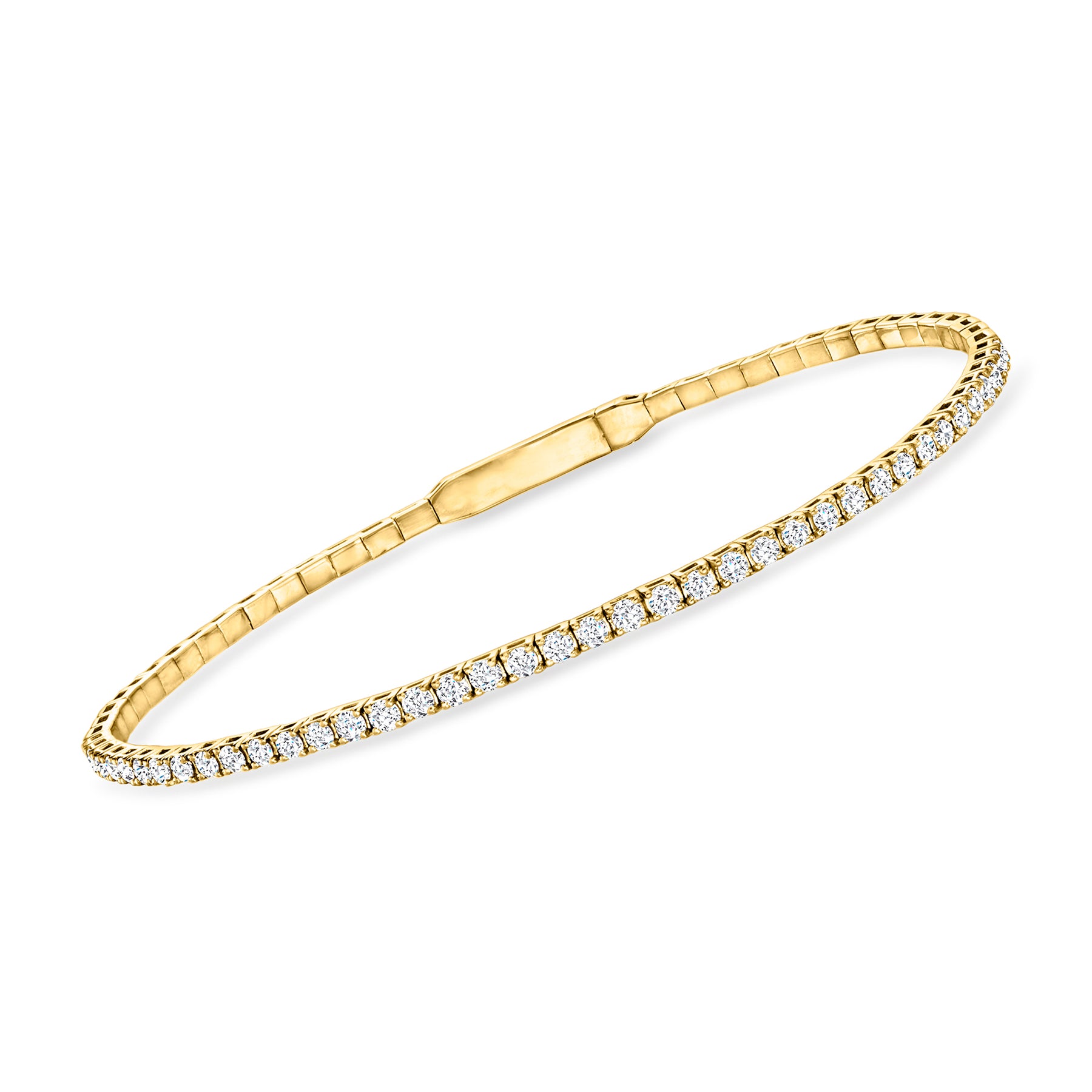 Ross-Simons Diamond Tennis-Style Flexible Bangle Bracelet in 14kt Yellow Gold 7194700185660