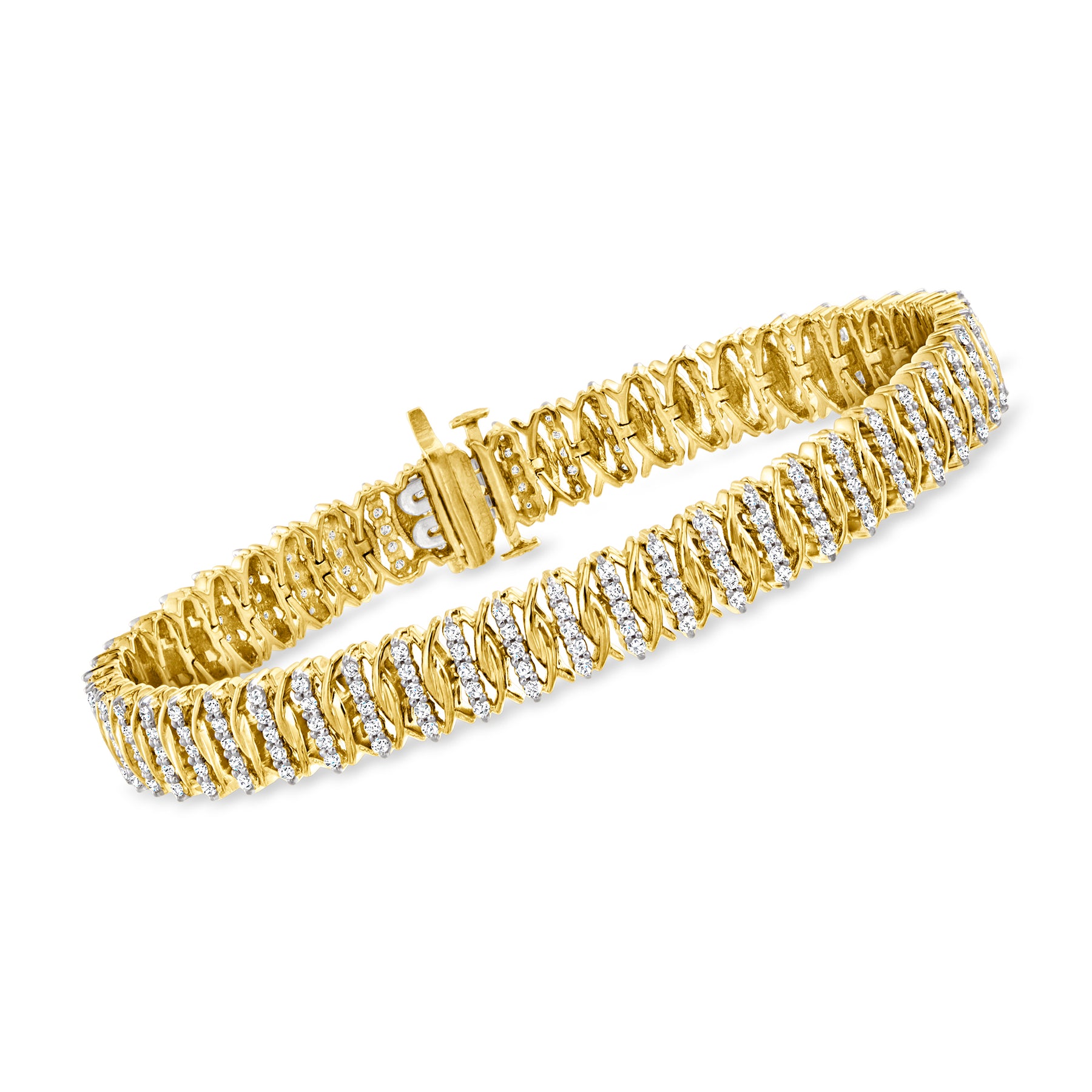 Ross-Simons Diamond Fancy-Link Tennis Bracelet in 18kt Gold Over Sterling 7731266388028