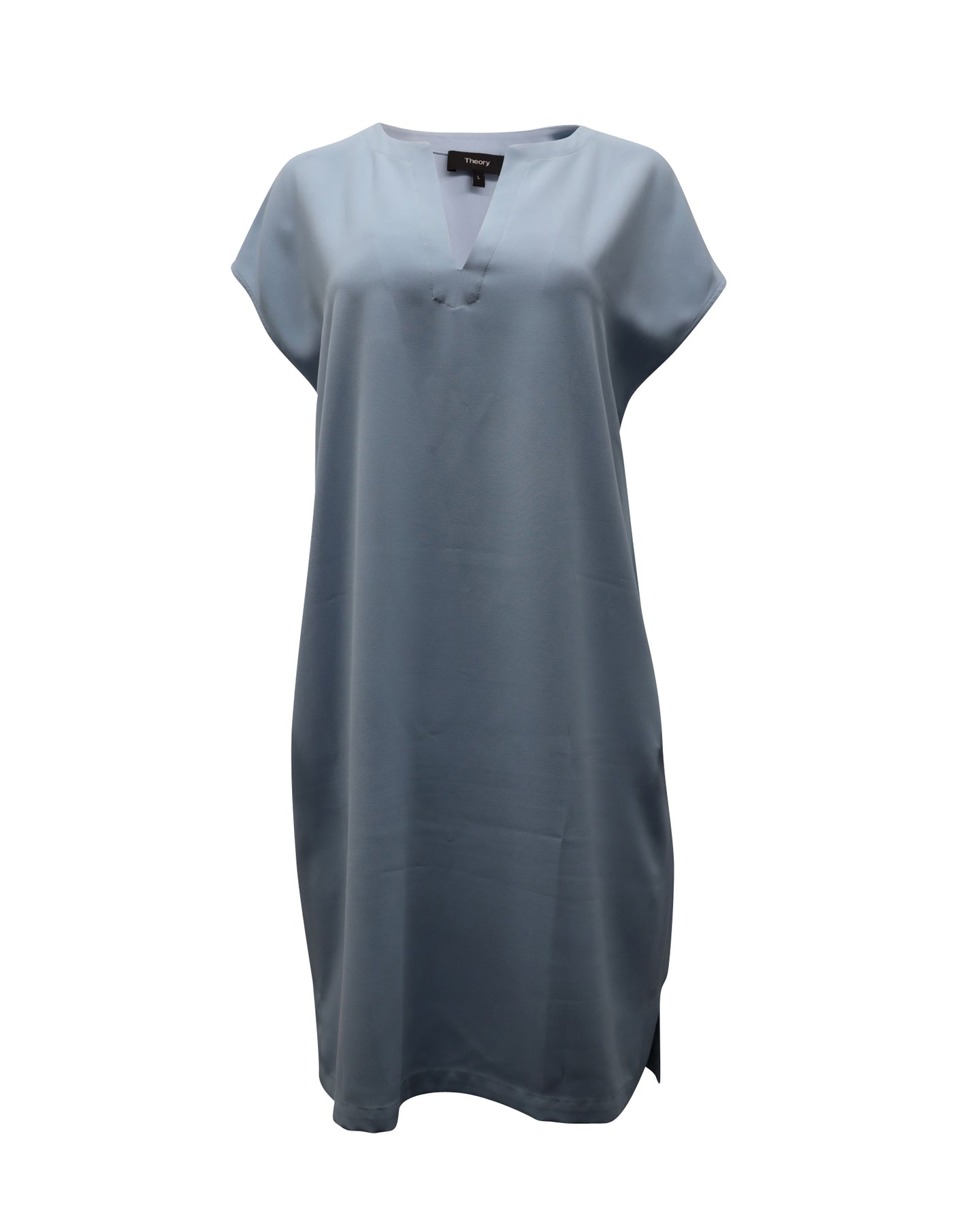 Theory Short Sleeve Shift Dress in Light Blue Polyester