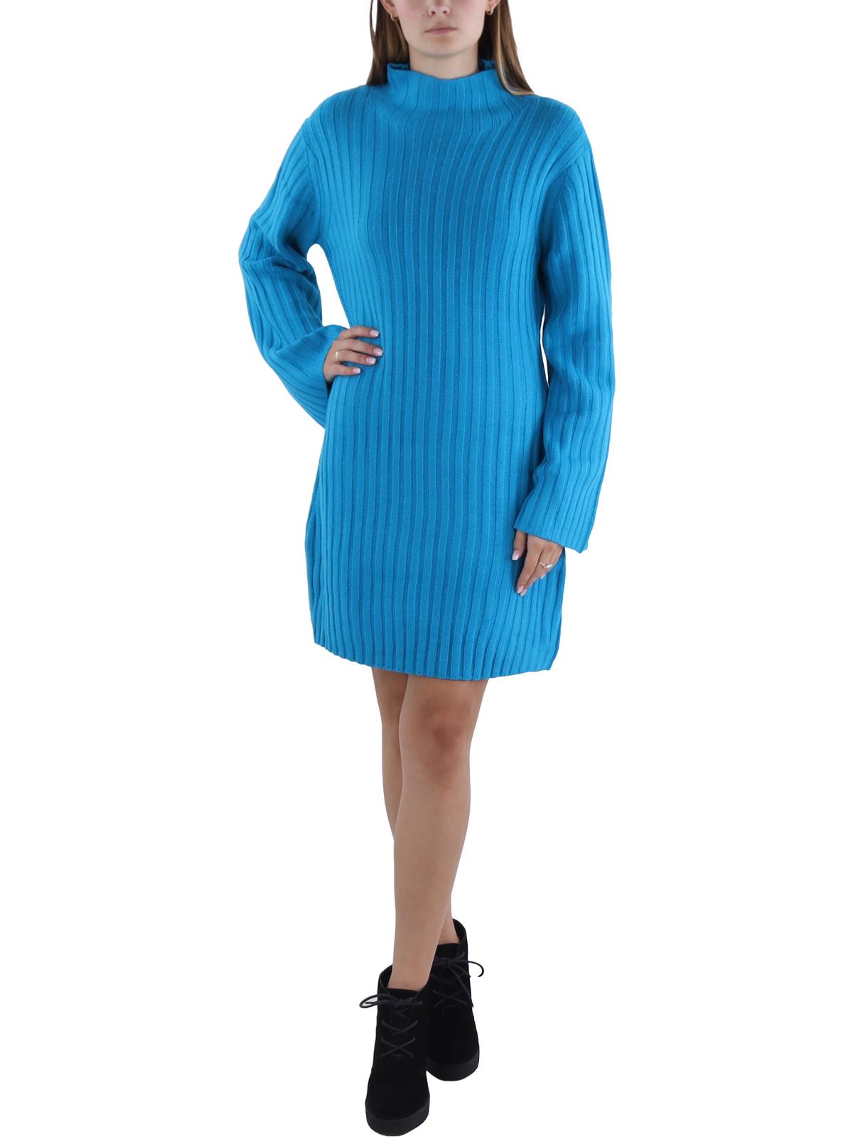 Womens Above Knee Ribbed Sweaterdress