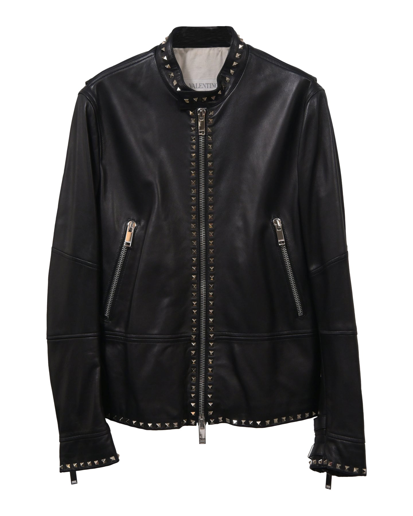Valentino Studded Jacket in Black Leather 7745788051516