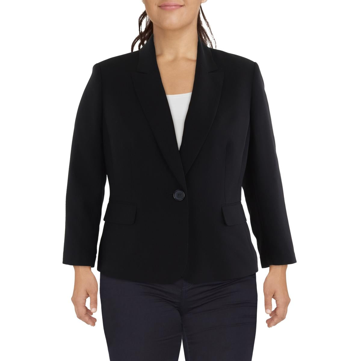 Solid One-Button Blazer