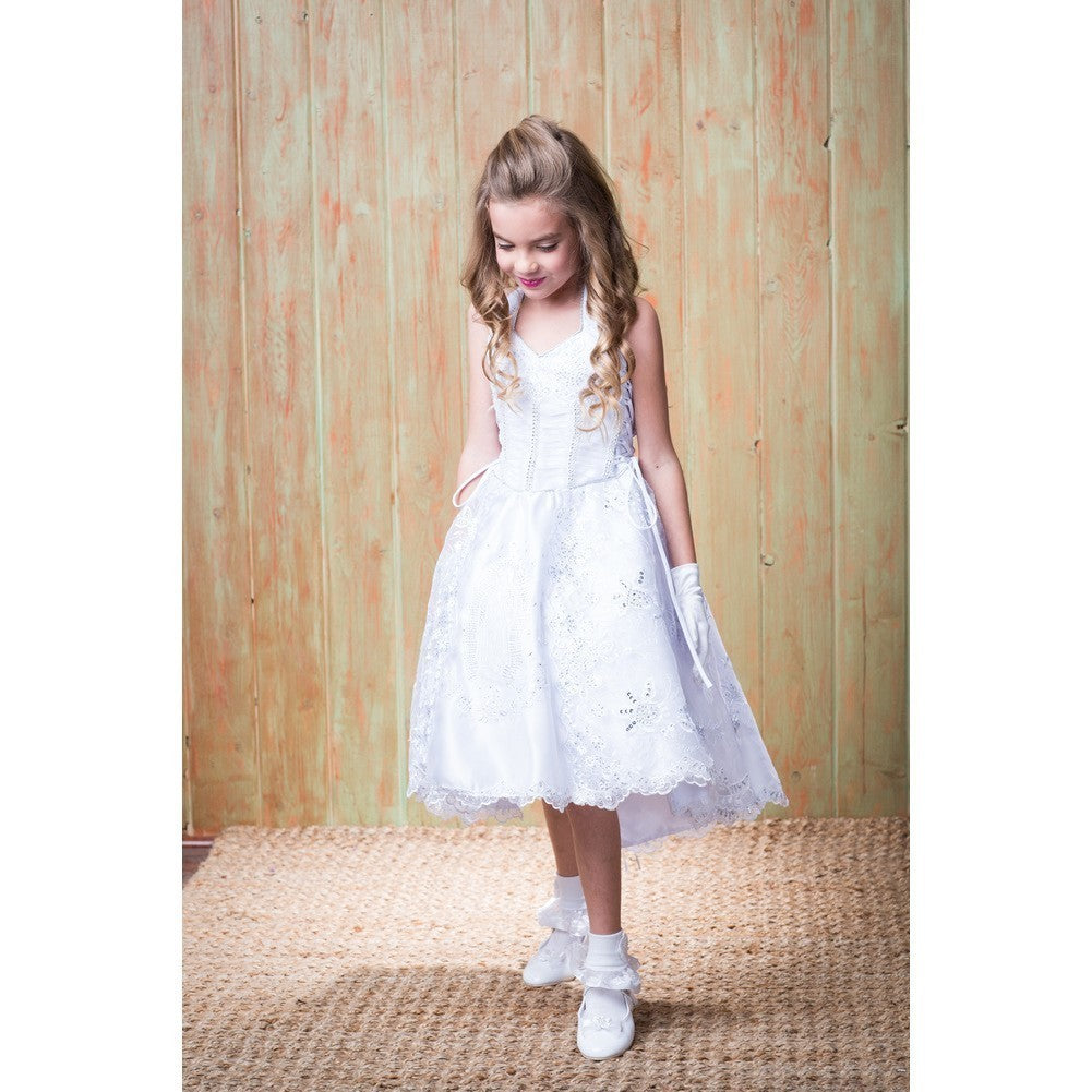 Little Girls White Virgin Mary Ruffle Detachable Baptism Dress 2-6