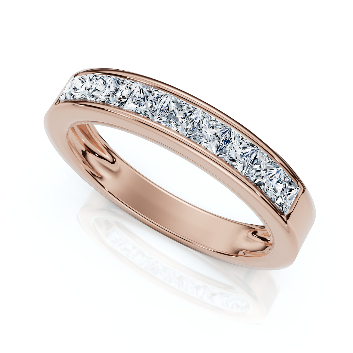 1/2Ct Princess Cut Diamond Wedding Ring 14k Gold Channel Set Lab Grown 7762818269244