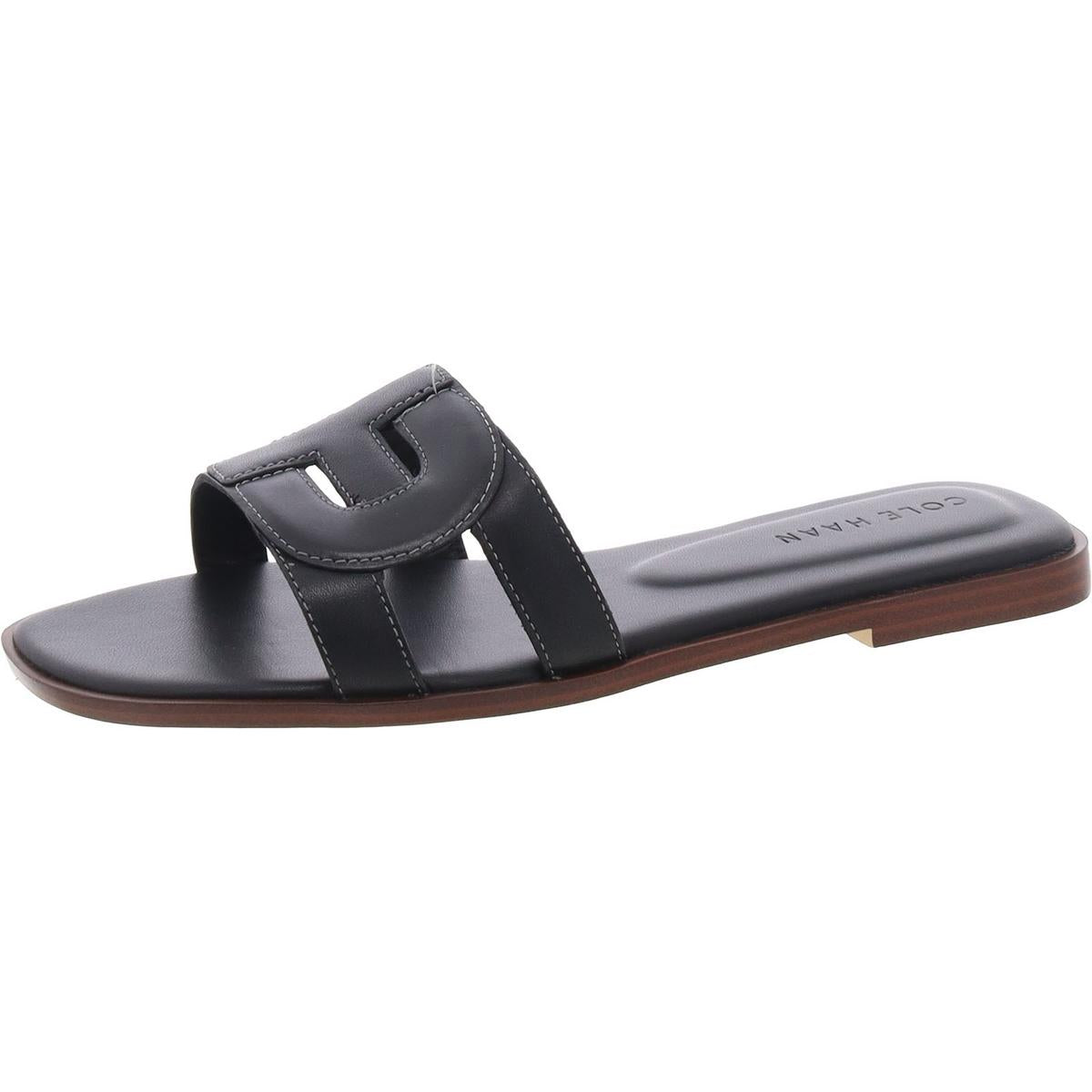 Chrisee Padded Insole Leather Slide Sandals