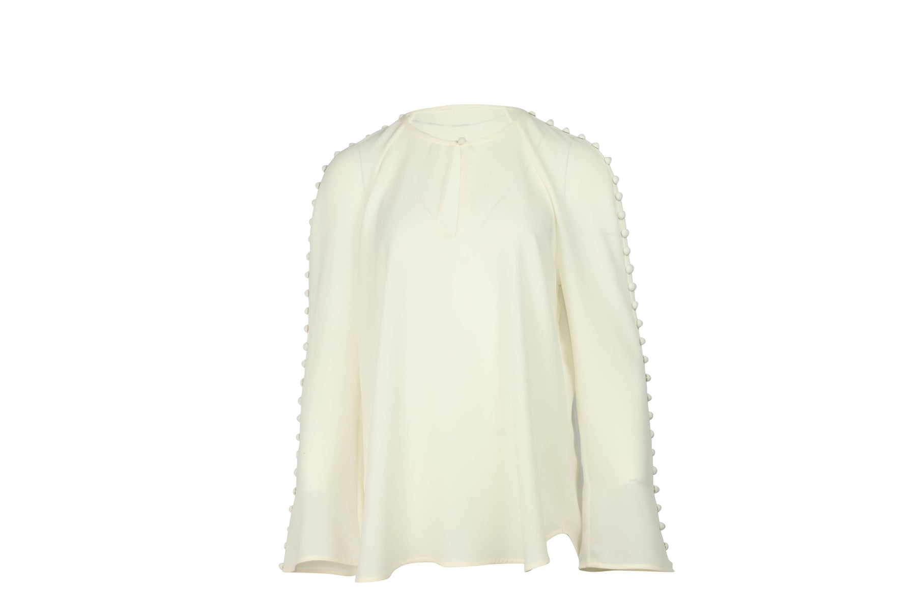 Zimmermann Long Sleeve Button Embellished Blouse in Cream Polyester
