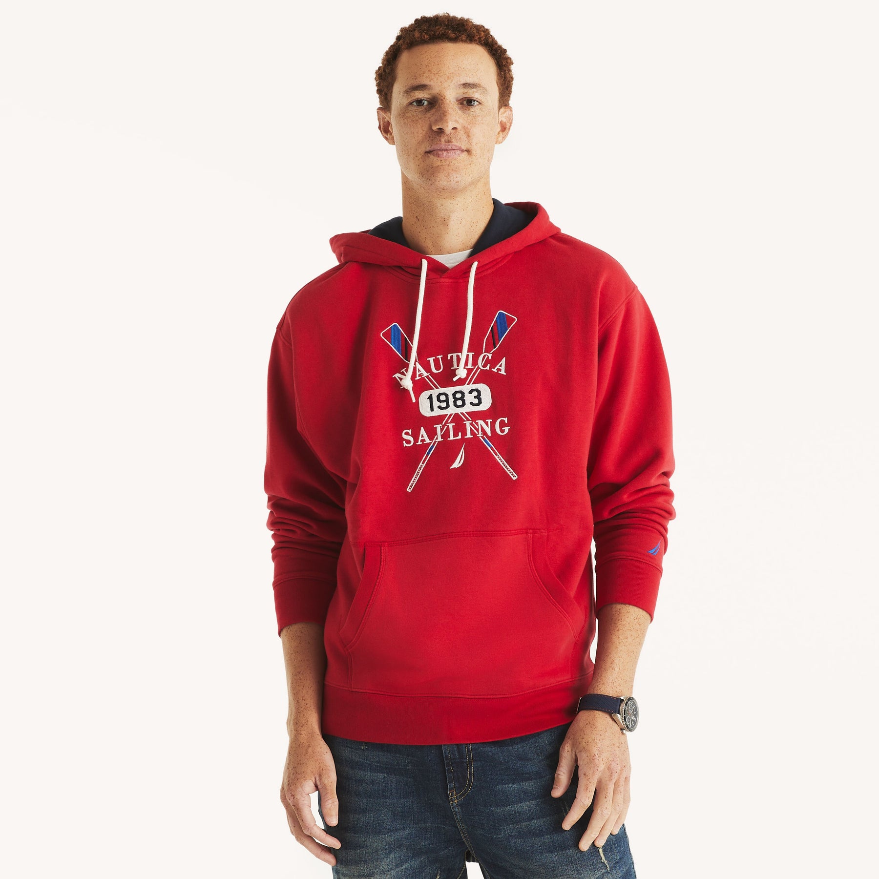 Nautica Mens Pullover Logo Hoodie