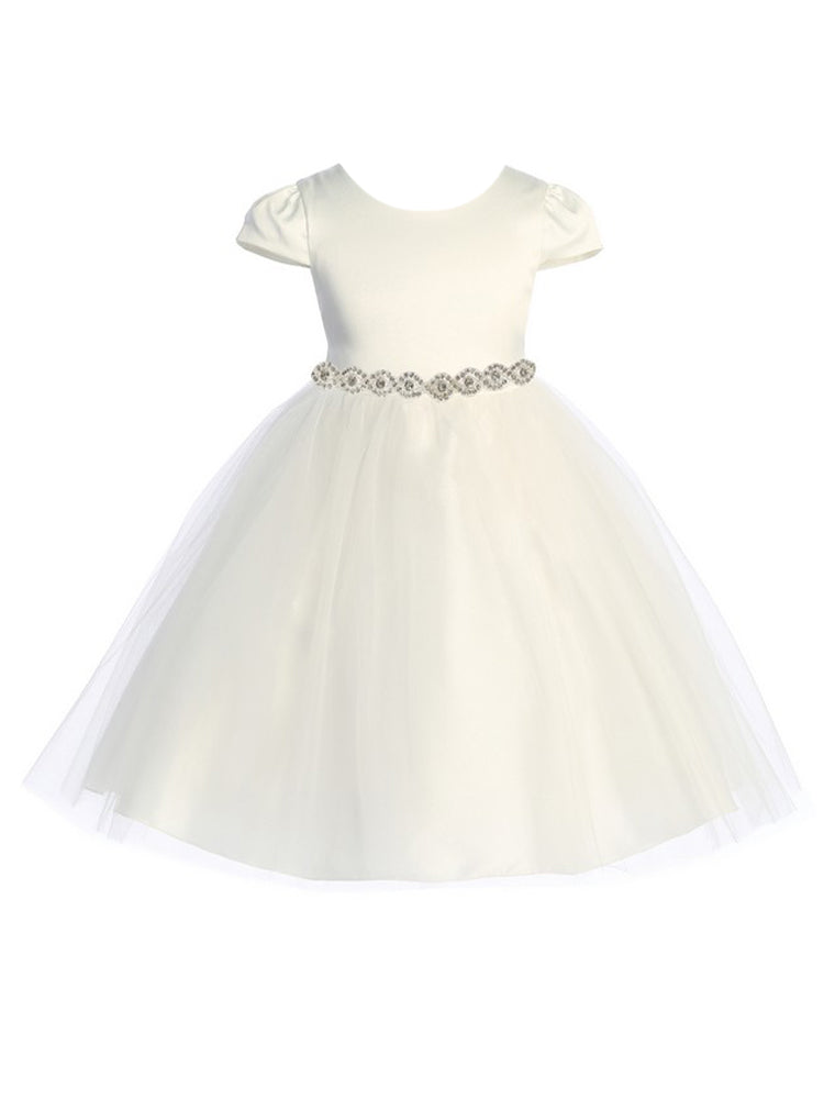Big Girls Ivory Cap Sleeve Satin Tulle Plus Size Dress 16.5-20.5