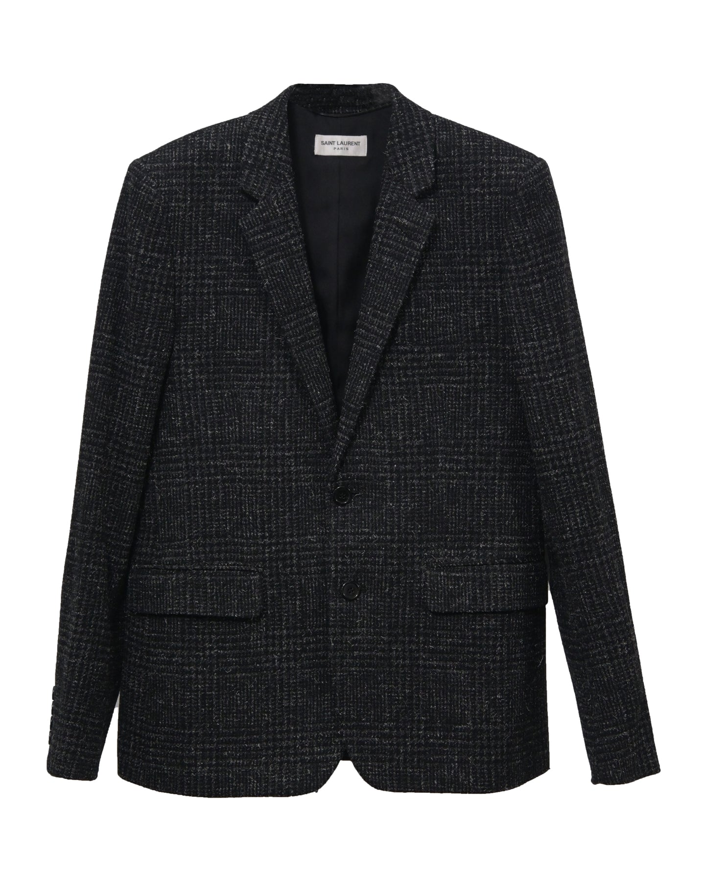 Saint Laurent Checkered Blazer in Black Wool 7745659732028