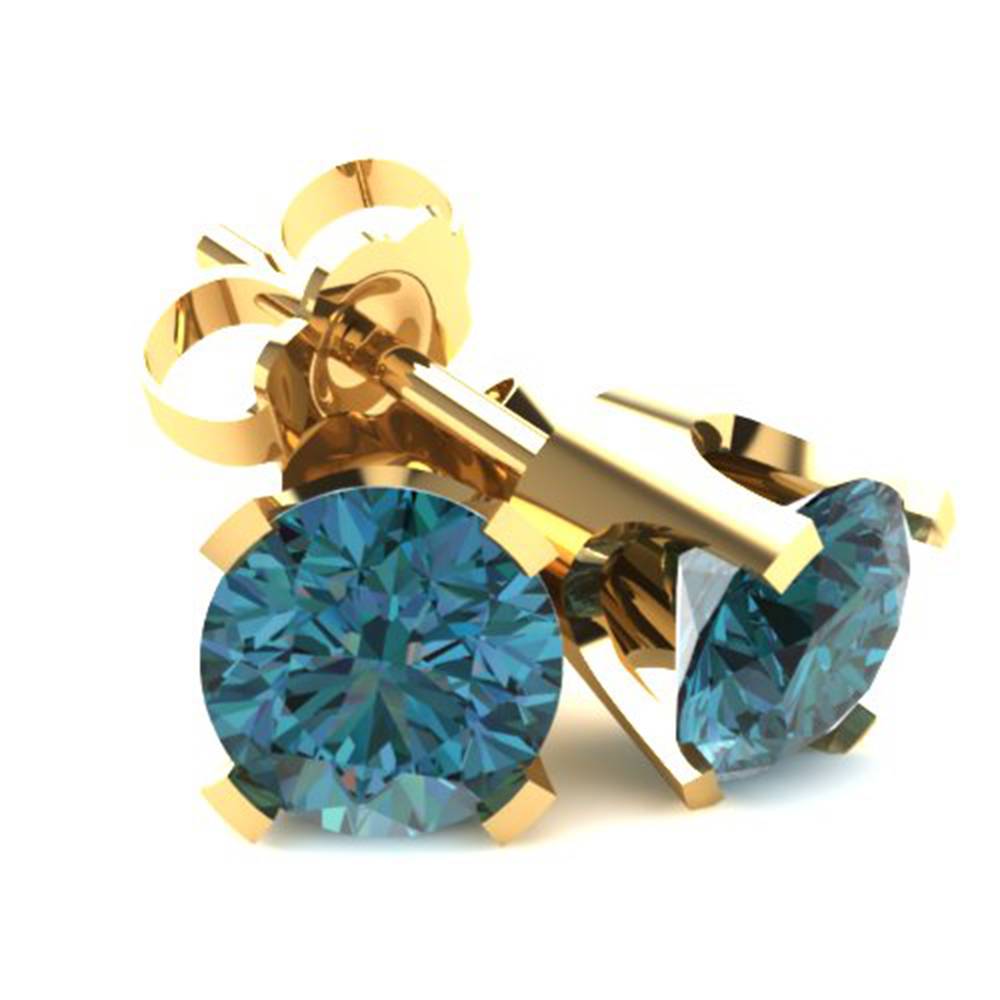 .20Ct Round Brilliant Cut Heat Treated Blue Diamond Stud Earrings in 14K Gold Classic Setting 7802615070780