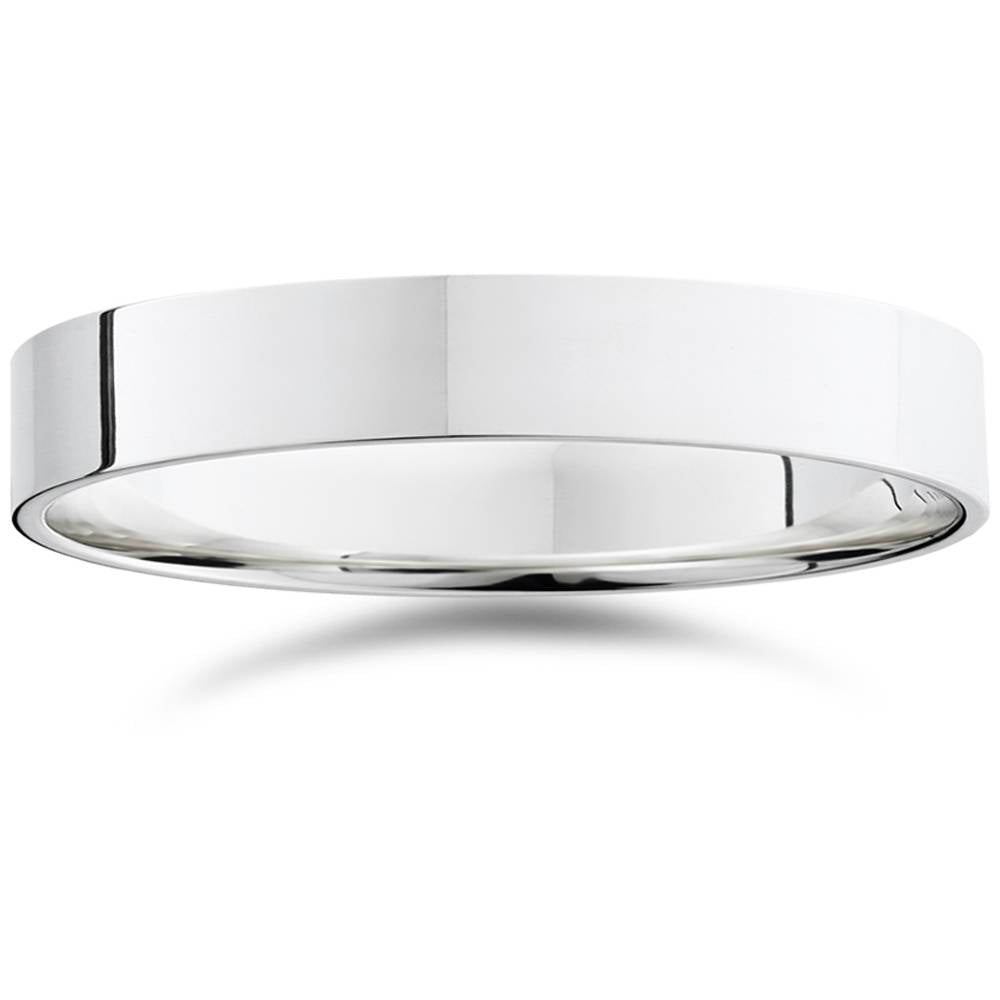 4mm Flat 14K White Gold Comfort Fit Wedding Band Ring Size Selectable 7802592395324