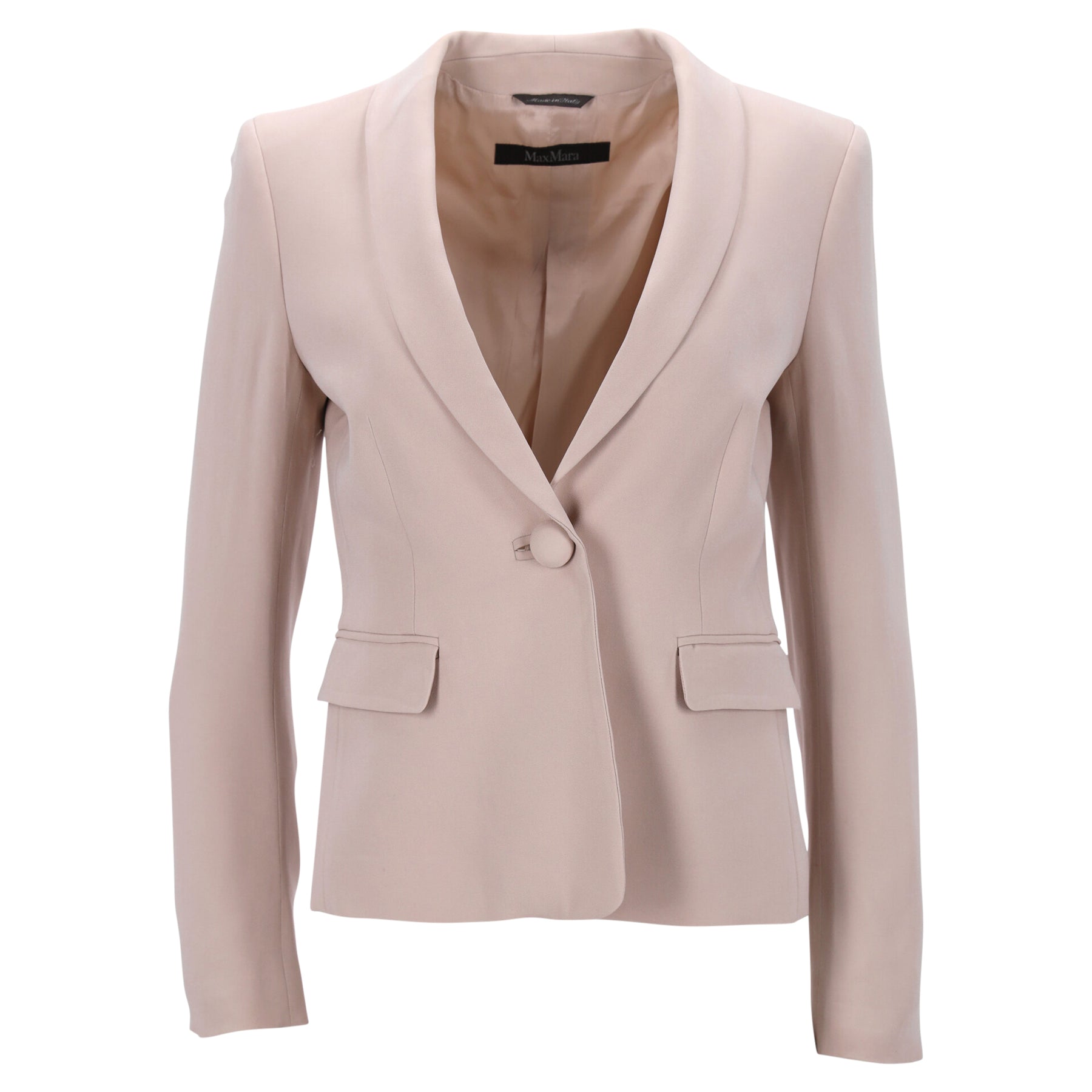 Max Mara Single-Breasted Blazer in Cream Beige Wool 7745708785724