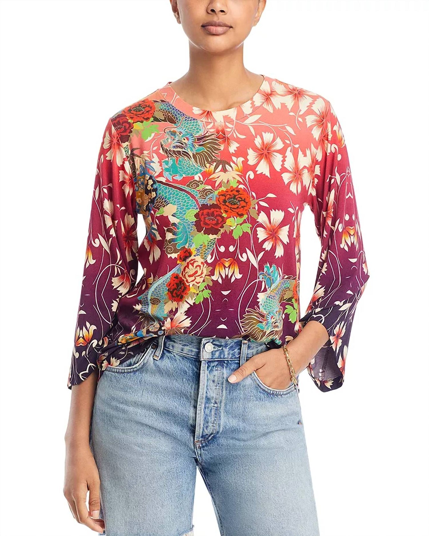 Adalena Kimono Sleeve Tee In Multicolor 7662812627004