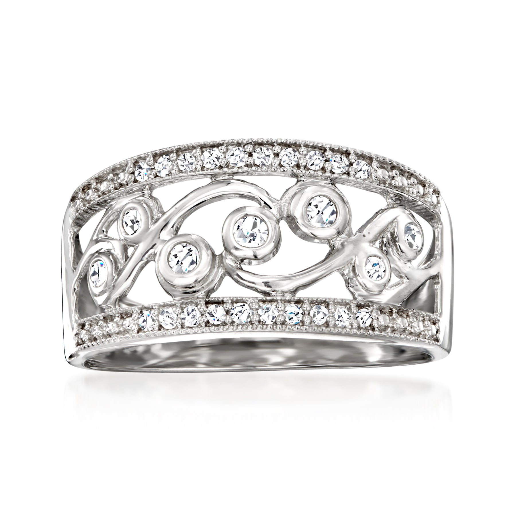 Ross-Simons Diamond Swirl Ring in Sterling Silver