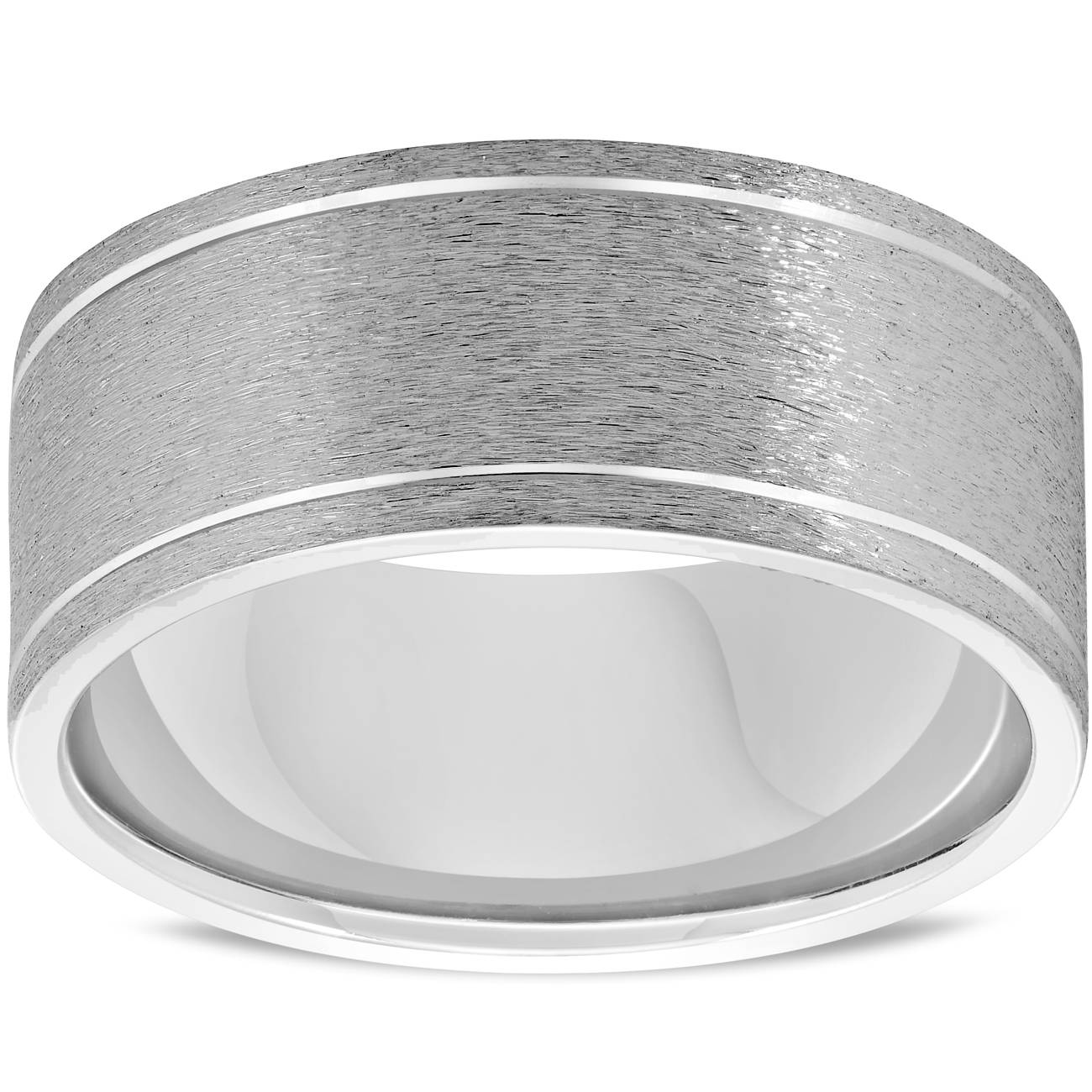 Mens 14K White Gold Comfort Fit Brushed New Wedding Ring Band Size Selectable 7802587611196