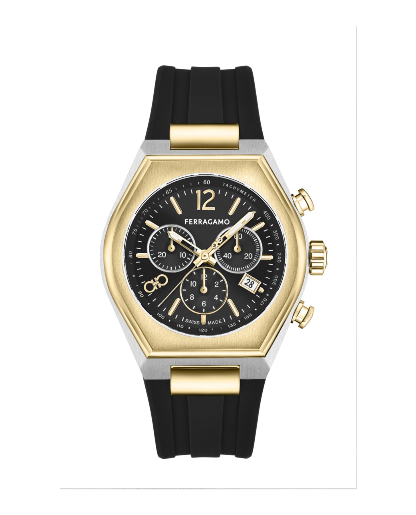 Ferragamo Tonneu Chrono Silicone Watch