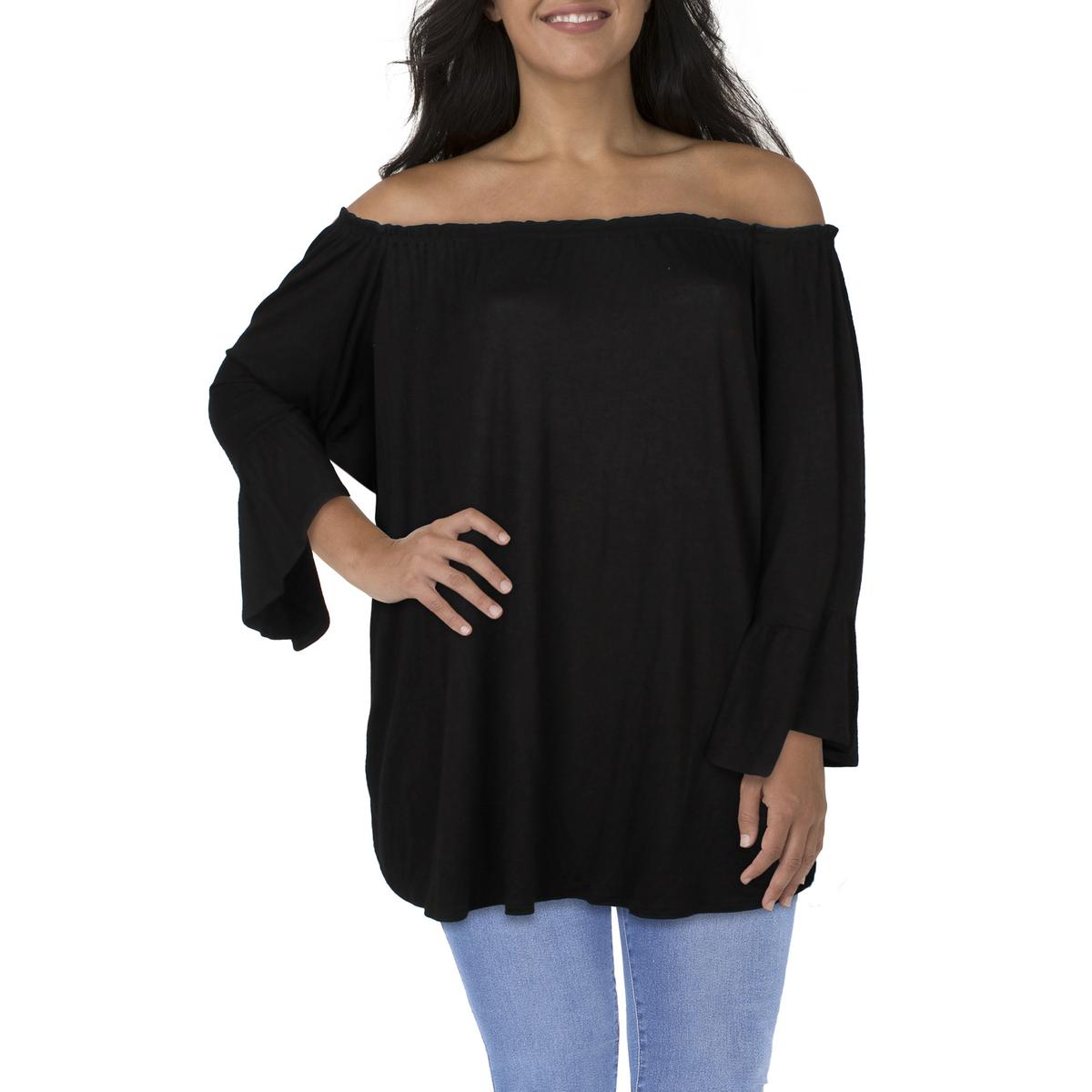 Plus Ruched Bell Sleeve Blouse