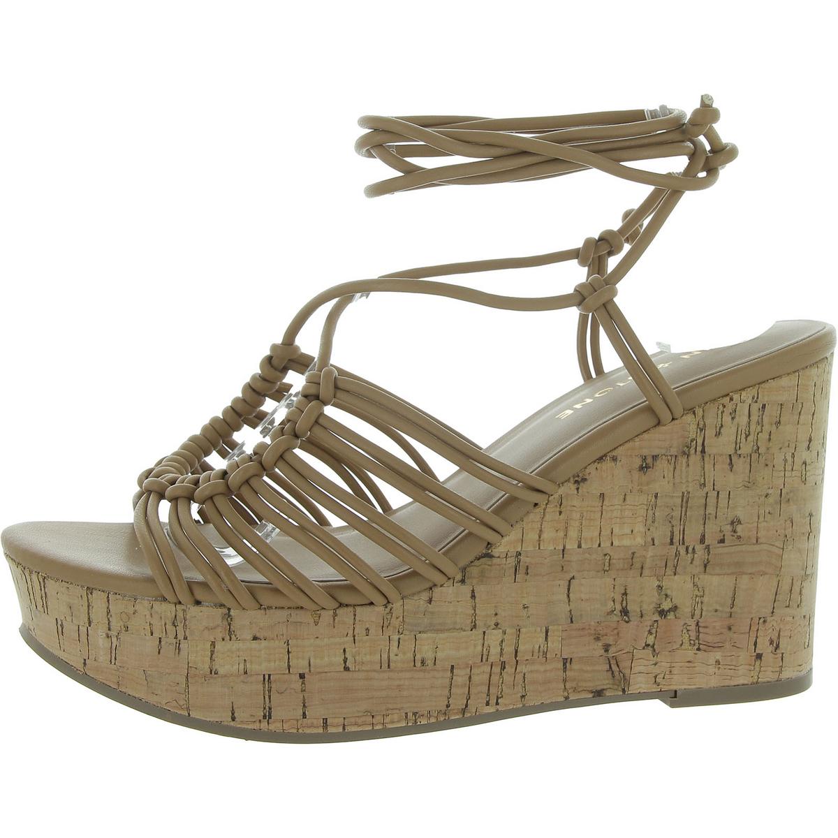 Tillyyp Faux Leather Heeled Wedge Sandals