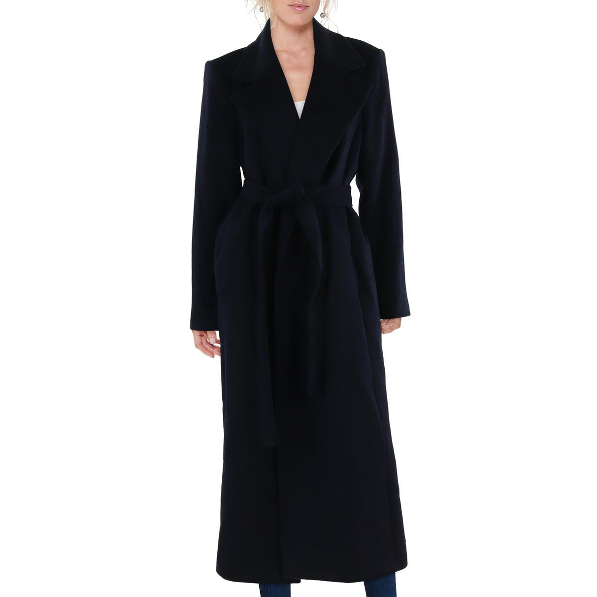 Wool Blend Long Wrap Coat