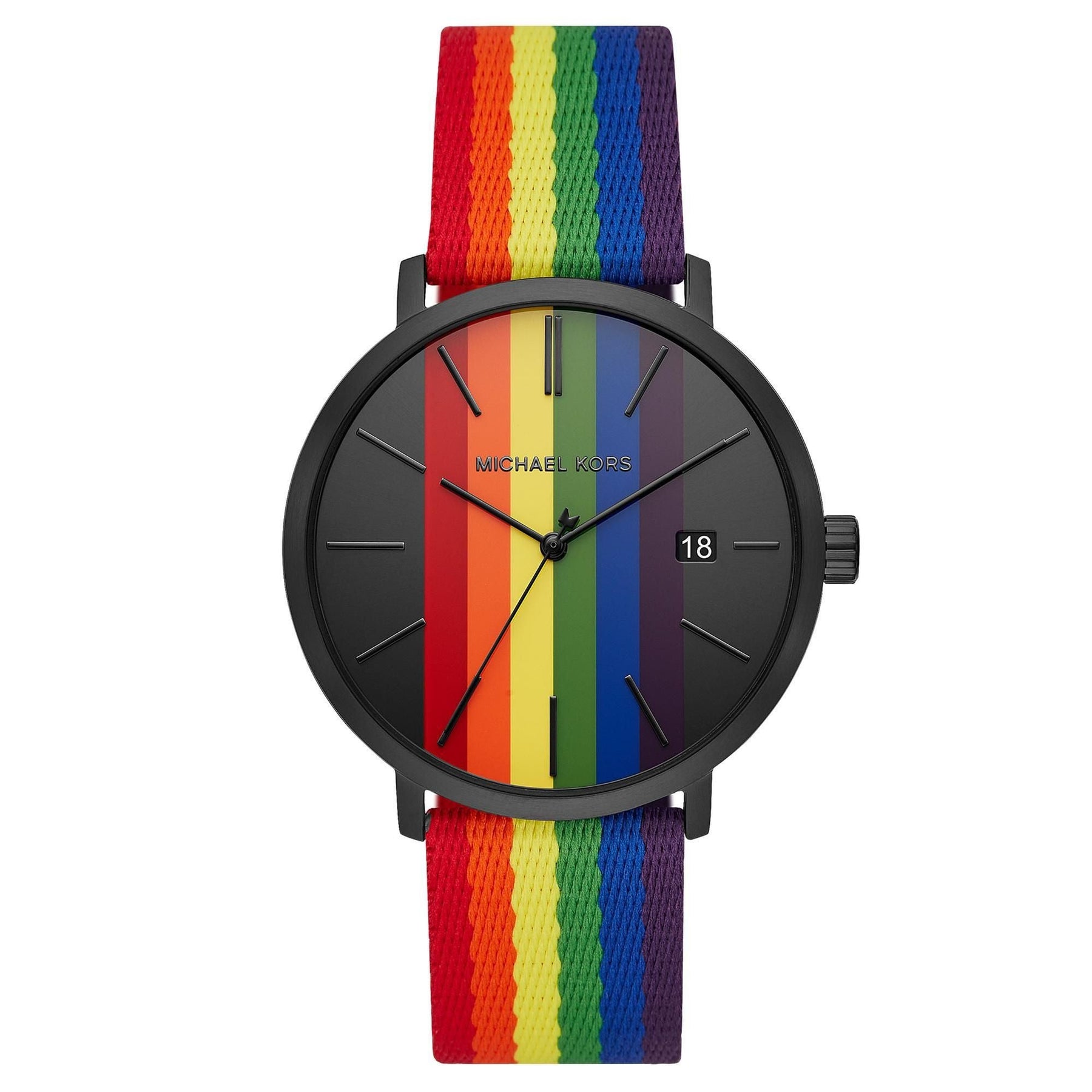 Michael Kors Blake MK8713 Unisex Black PVD Pride Rainbow 42mm Watch 7666152505404