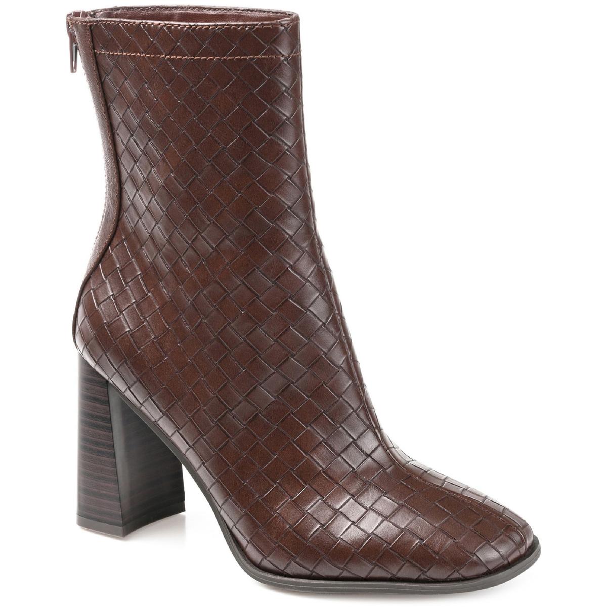 Brielle Faux Leather Stacked Heel Mid-Calf Boots