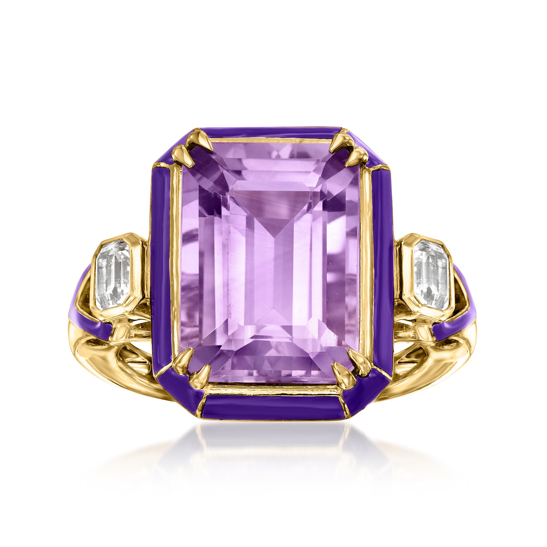 Ross-Simons Amethyst and . White Topaz Ring in 18kt Gold Over Sterling