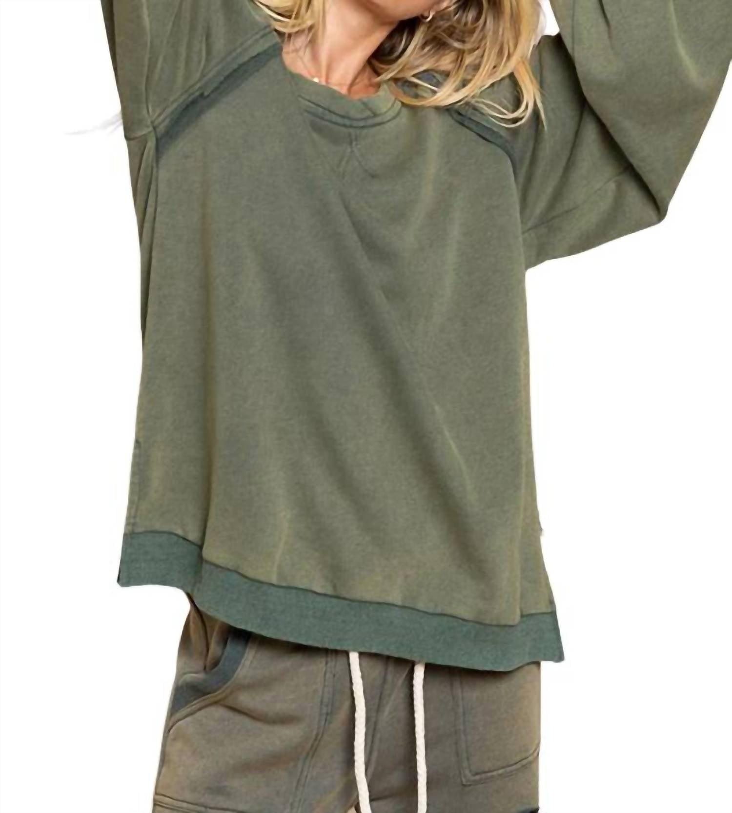Zoey Criss-Cross Back Sweatshirt In Vintage Moss 7692299239484