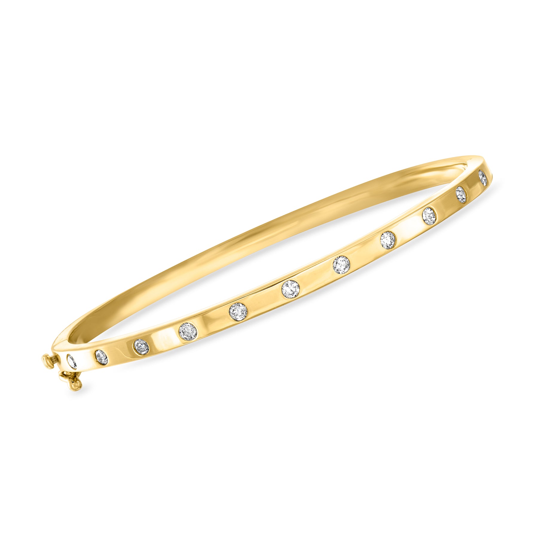 Ross-Simons Diamond Station Bangle Bracelet in 14kt Yellow Gold 7731260063804