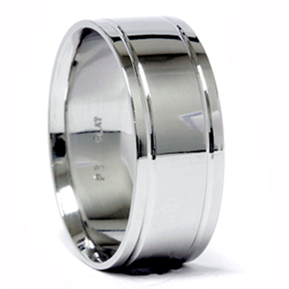 Platinum 8mm High Polished Double Inlay Band Men's Wedding RIng Size Selectable 7802627227708