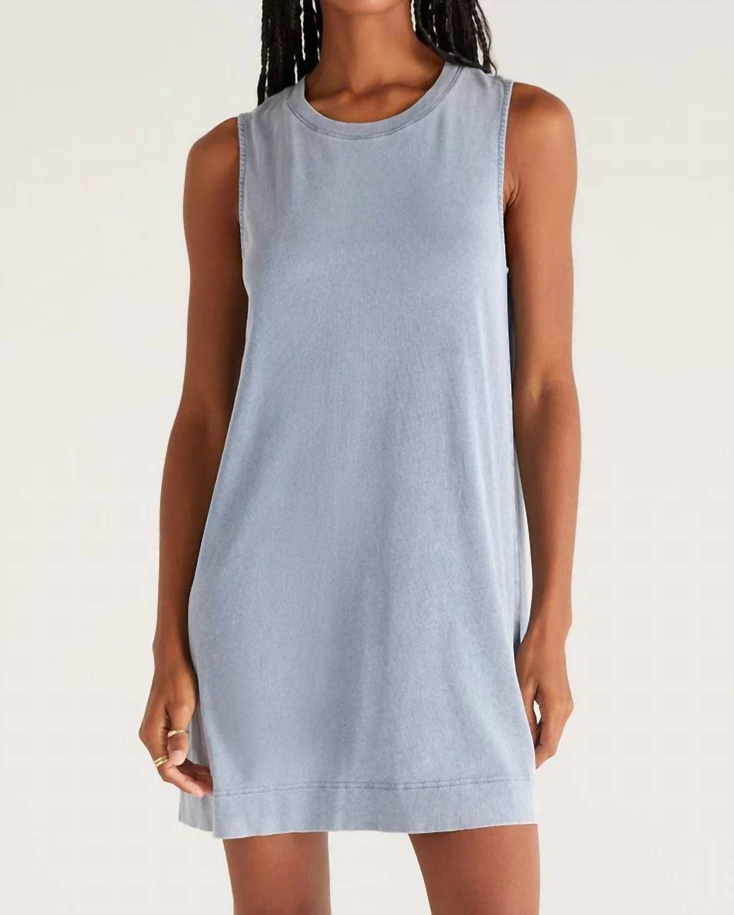 Sloane Jersey Denim Dress In Washed Indigo